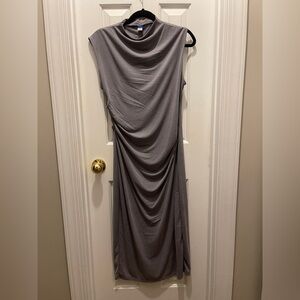 Sleeveless Dress with Cowl Neck and Draping